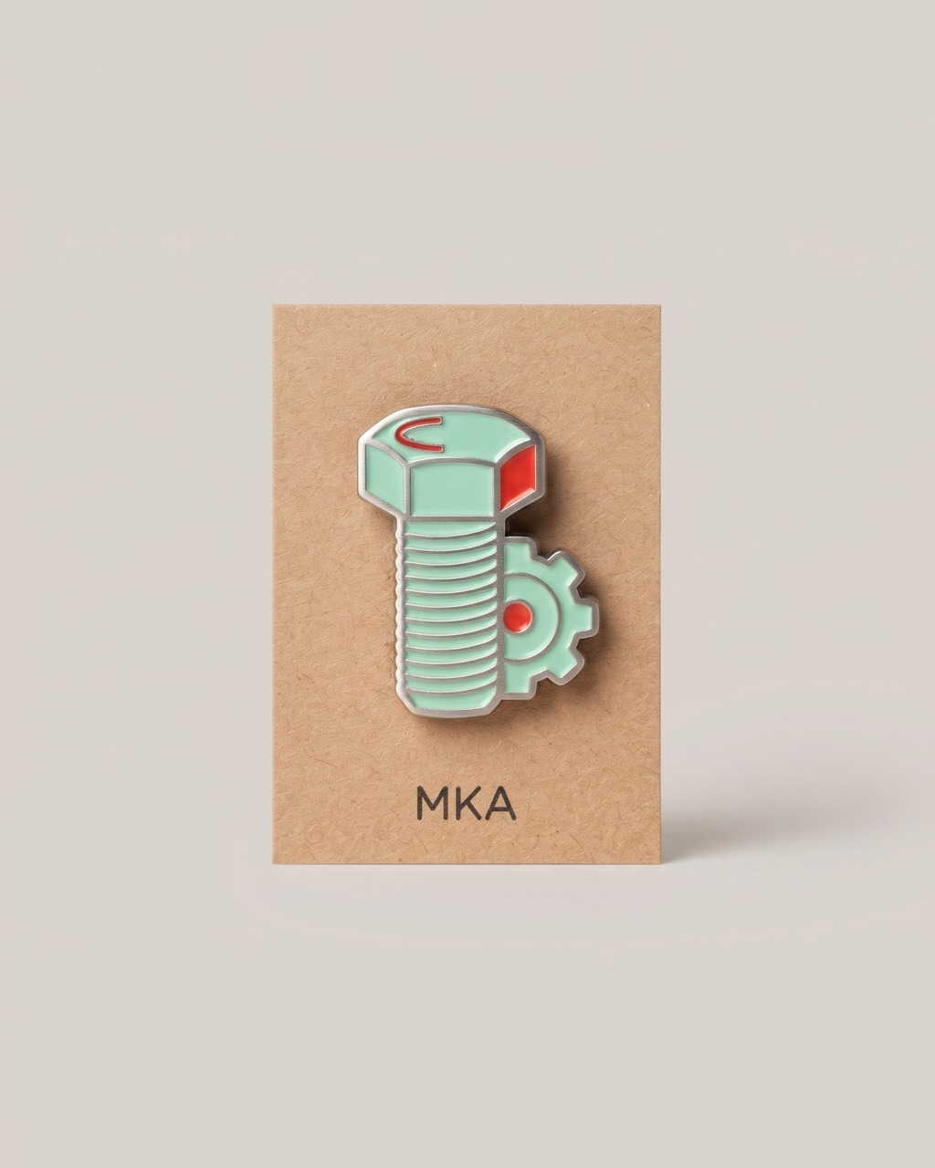Hex Bolt Enamel Pin in Tin and Mint