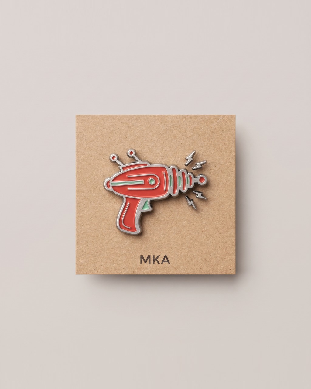 Ray Gun Enamel Pin in Tin and Red