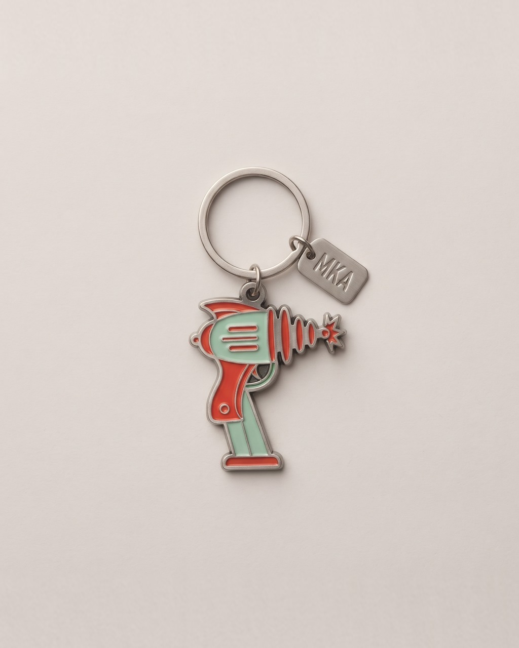 Ray Gun Keychain in Tin and Red