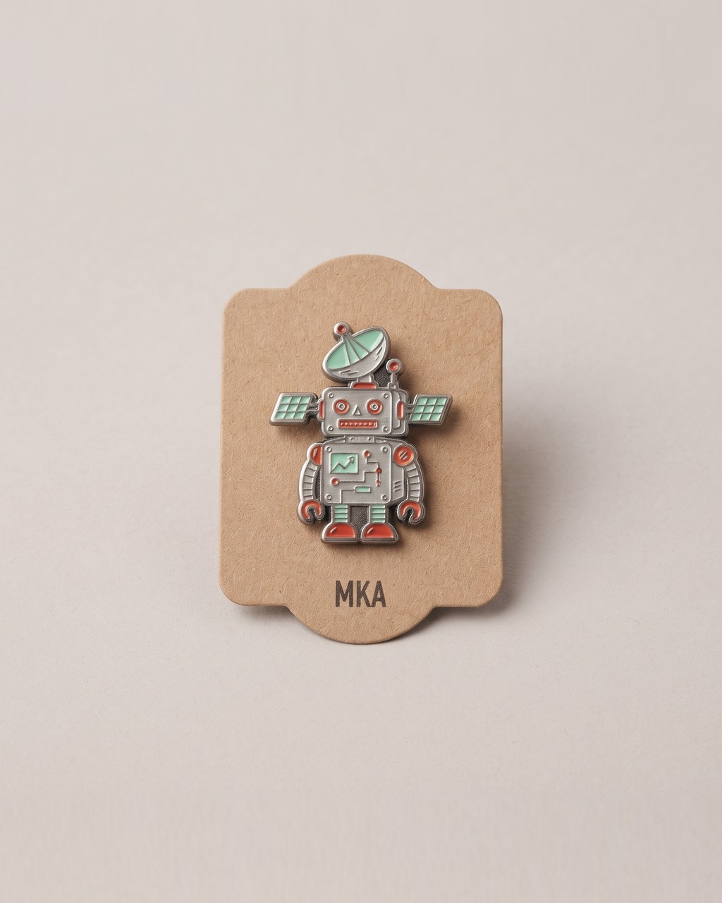 Satellite Bot Enamel Pin in Tin and Mint